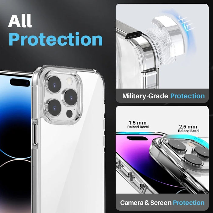 NORTHJO For iPhone 14 Pro Max Case Clear PC+TPU Phone Cover + Screen Protector + Camera Lens Protector - 2