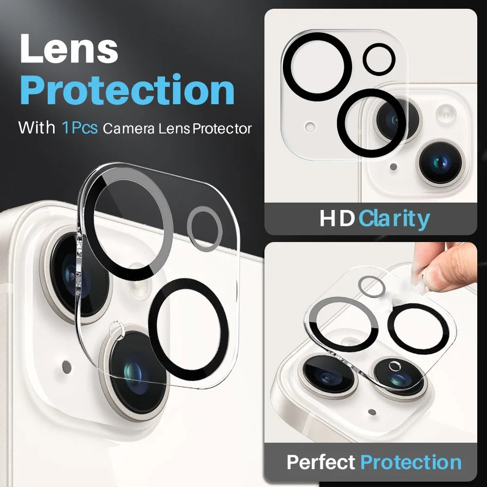NORTHJO For iPhone 15 Plus Case Clear Shockproof PC+TPU Phone Cover + Screen Protector + Camera Lens Protector - 5