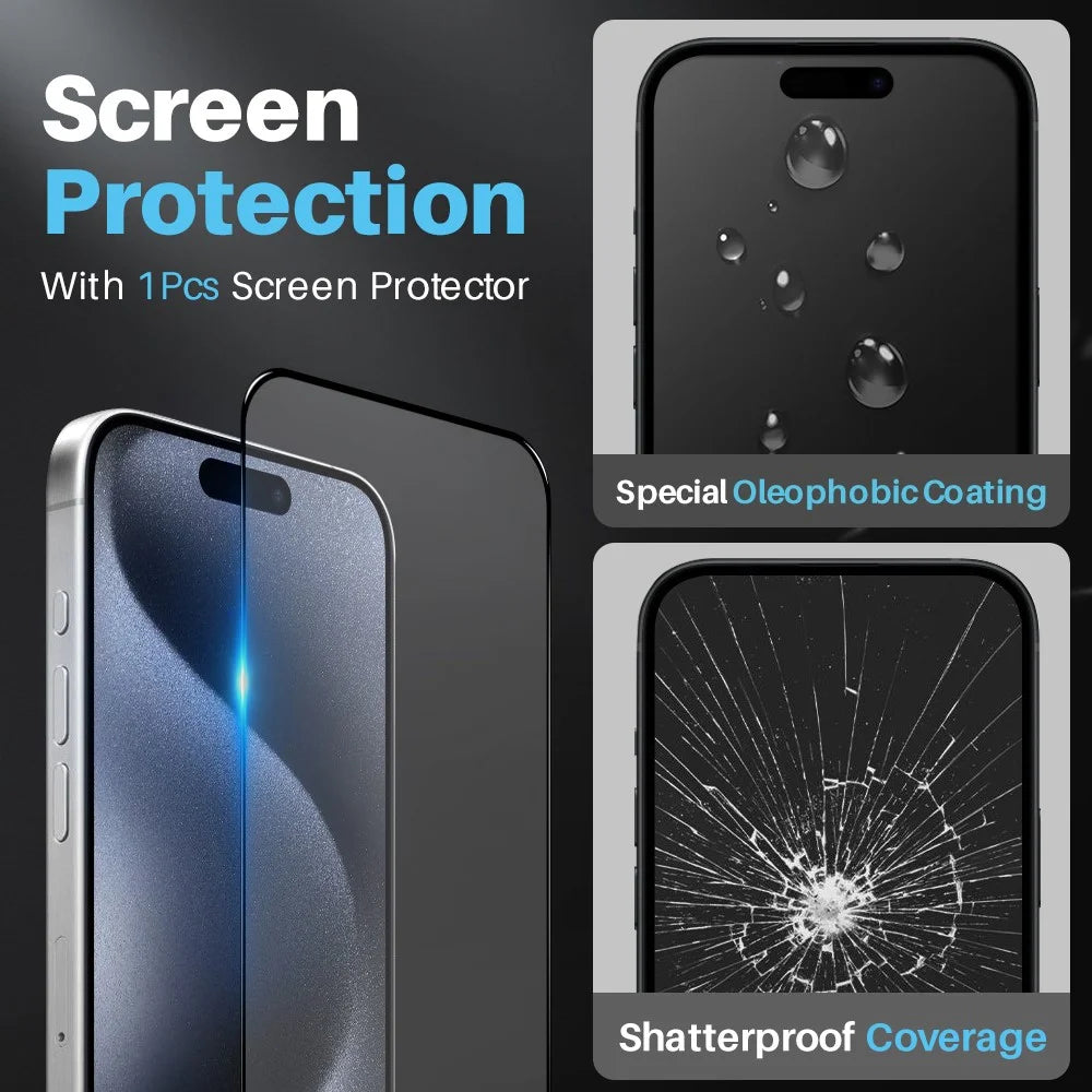 NORTHJO For iPhone 15 Pro Case PC+TPU Clear Phone Cover + Screen Protector + Camera Lens Film - 4