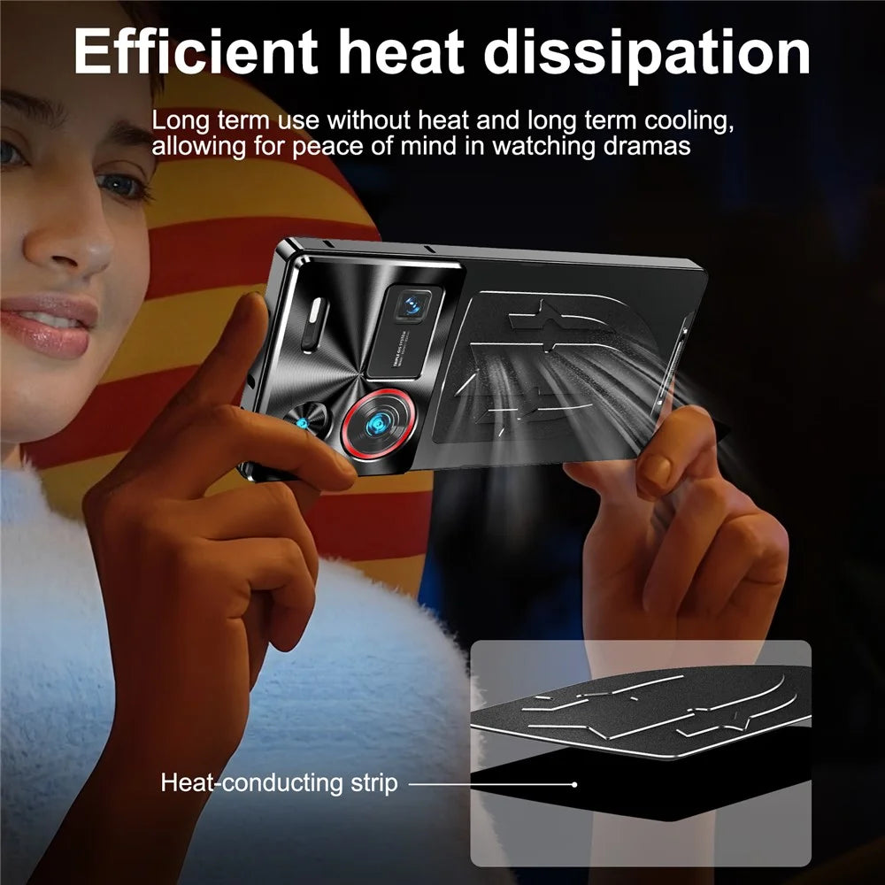 For ZTE nubia Z60 Ultra Case Aluminium Alloy+PC Phone Cover Graphene Heat Dissipation - Black - 6