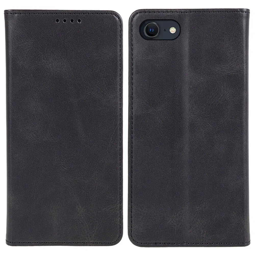 For iPhone 17e / 16e Case Magnetic Auto Closing Leather Phone Wallet Cover - Black - 1