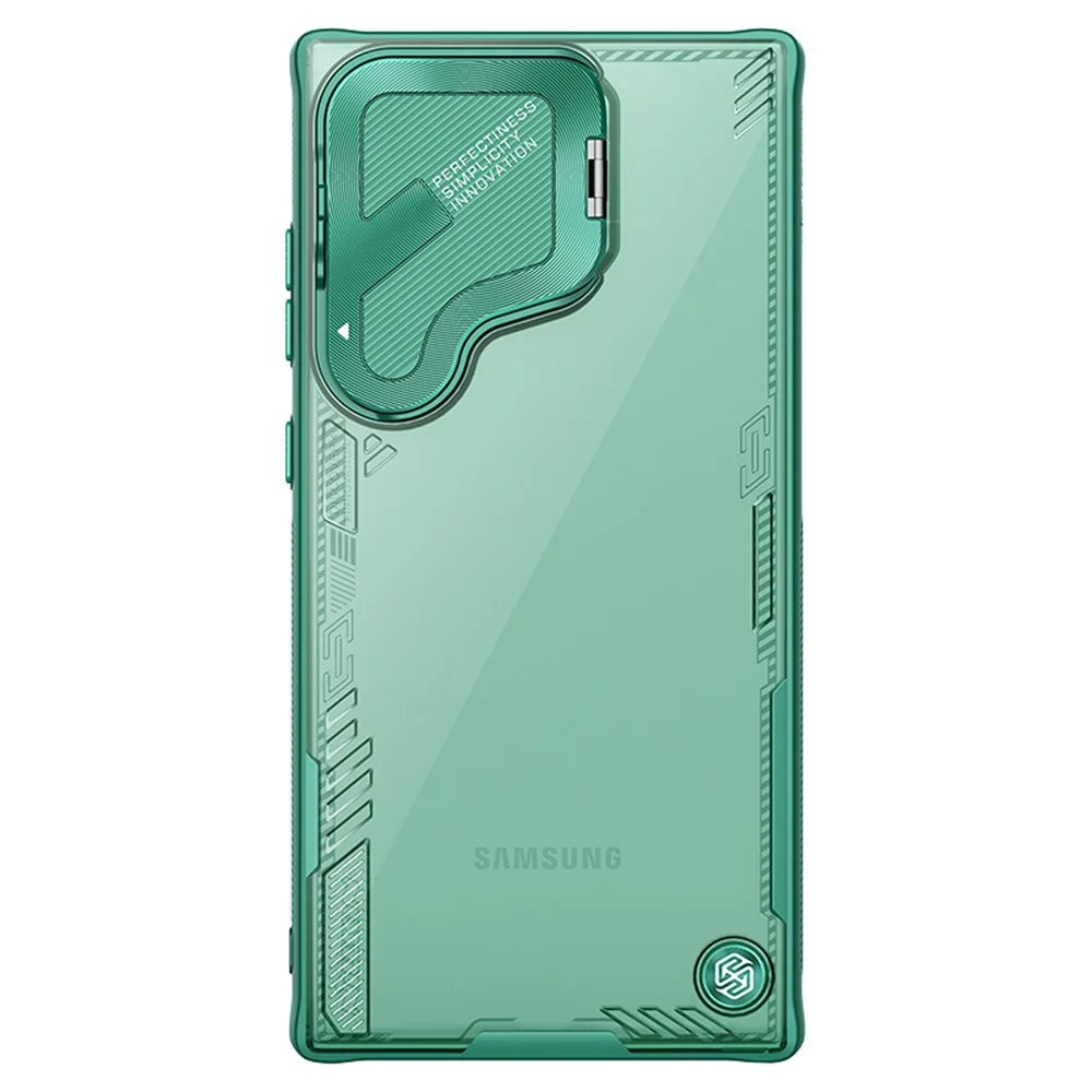 NILLKIN Iceblade CamProp for Samsung Galaxy S24 Ultra Case Lens Cover Kickstand PC+TPU Phone Shell - Green - 3