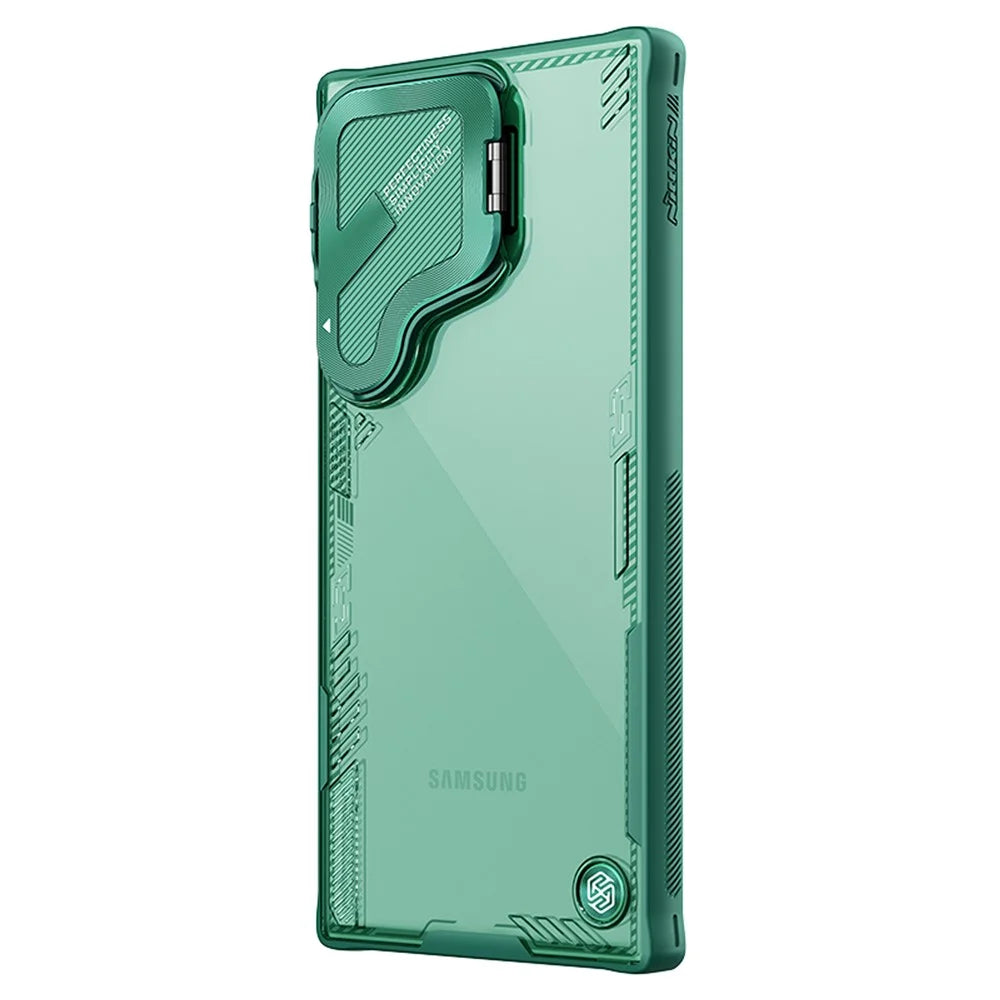 NILLKIN Iceblade CamProp for Samsung Galaxy S24 Ultra Case Lens Cover Kickstand PC+TPU Phone Shell - Green - 4
