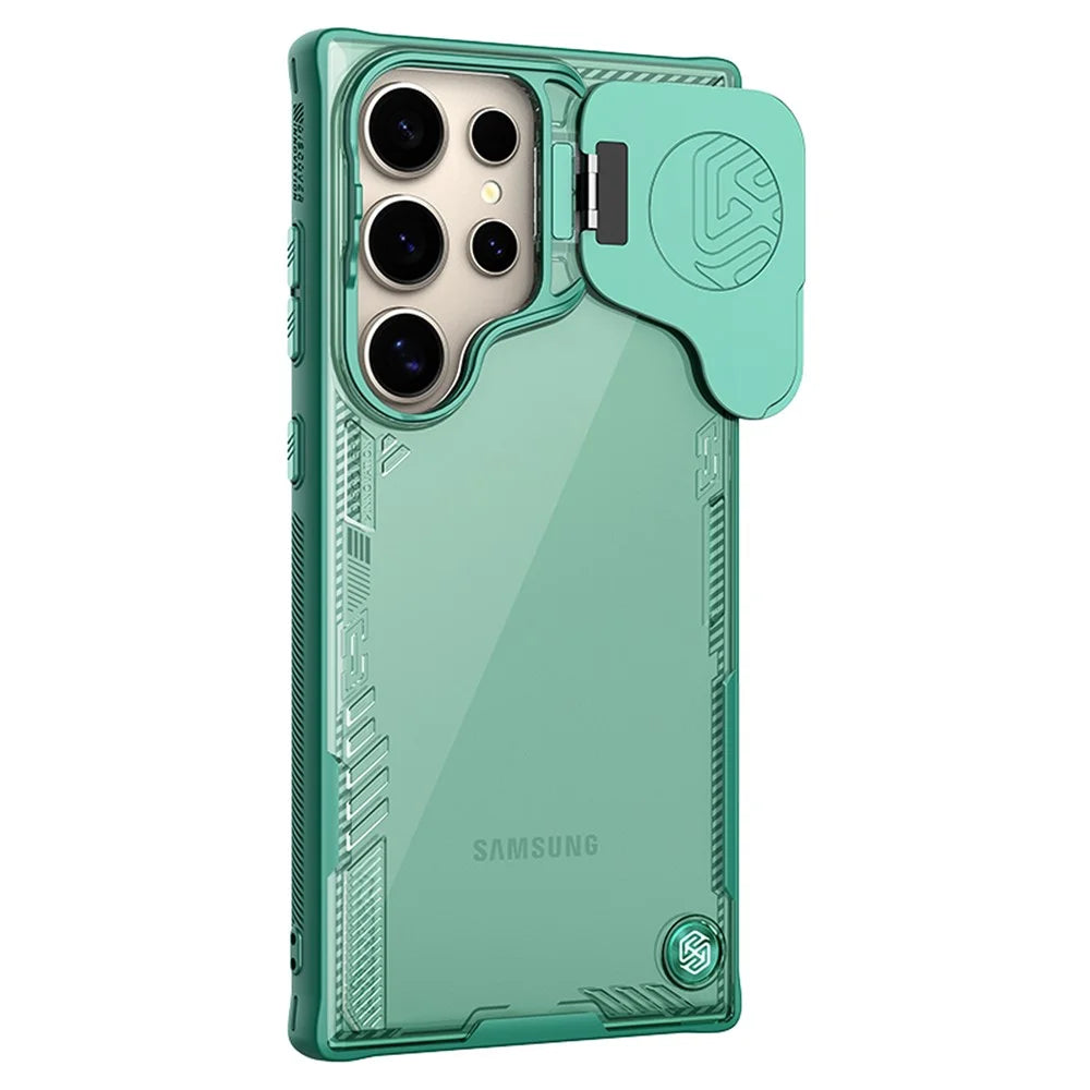 NILLKIN Iceblade CamProp for Samsung Galaxy S24 Ultra Case Lens Cover Kickstand PC+TPU Phone Shell - Green - 5