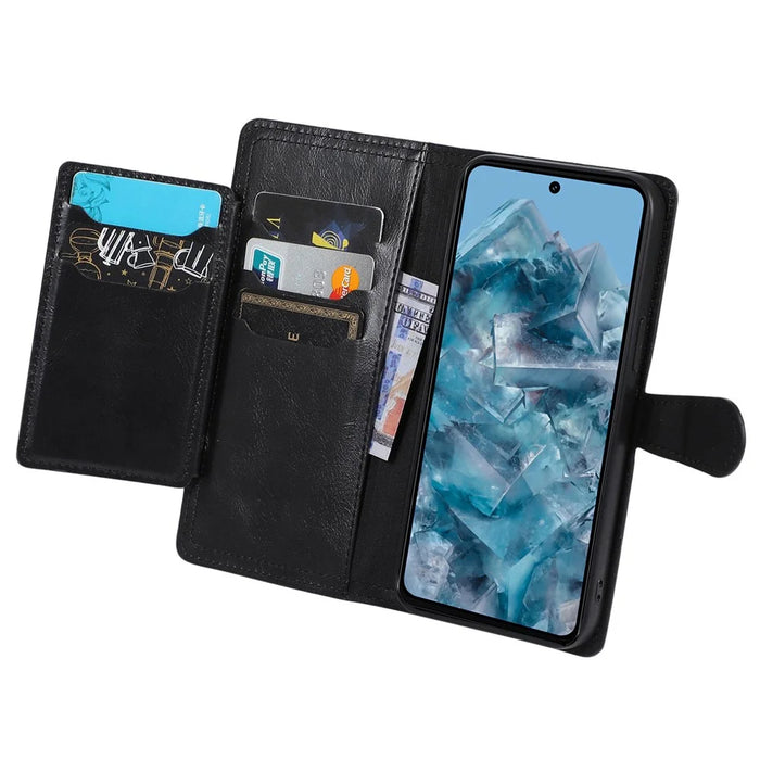 For Google Pixel 8 Pro Case Zipper Flip Leather Phone Cover Card Holder - Black - 2