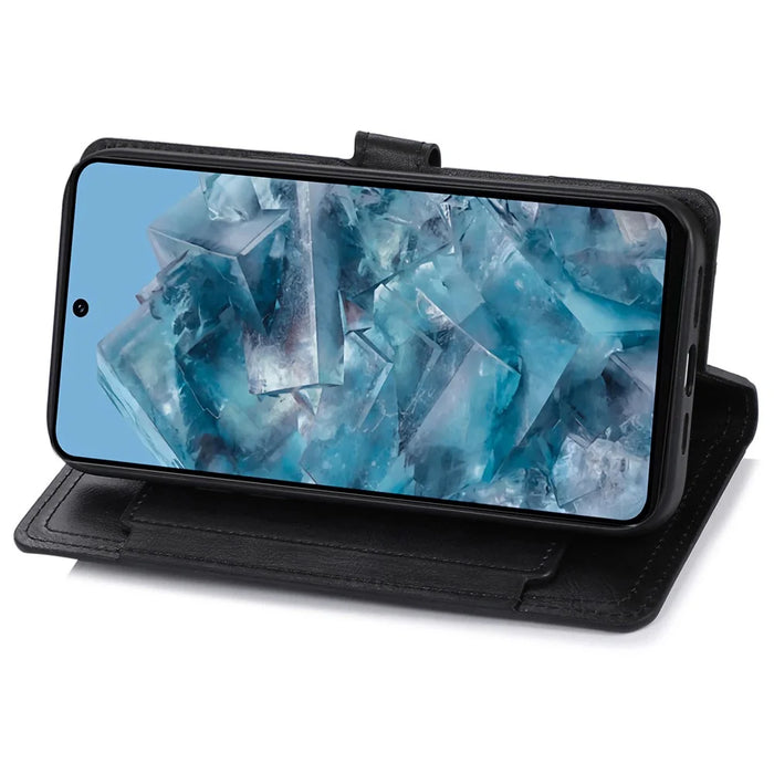 For Google Pixel 8 Pro Case Zipper Flip Leather Phone Cover Card Holder - Black - 3