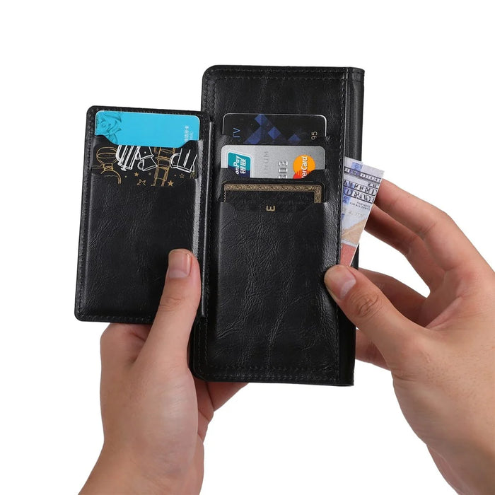 For Google Pixel 8 Pro Case Zipper Flip Leather Phone Cover Card Holder - Black - 5