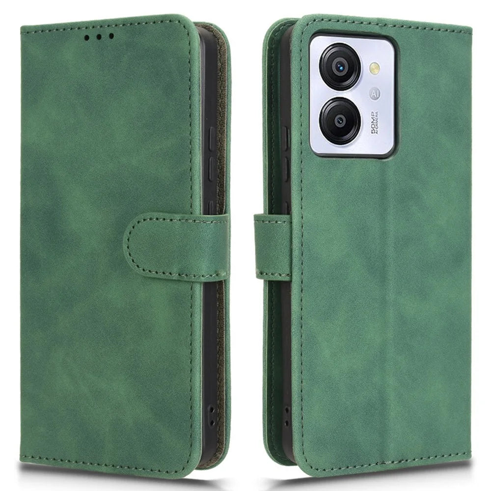 For Blackview Color 8 Case Scratch-Proof PU Leather Flip Phone Cover - Green - 1