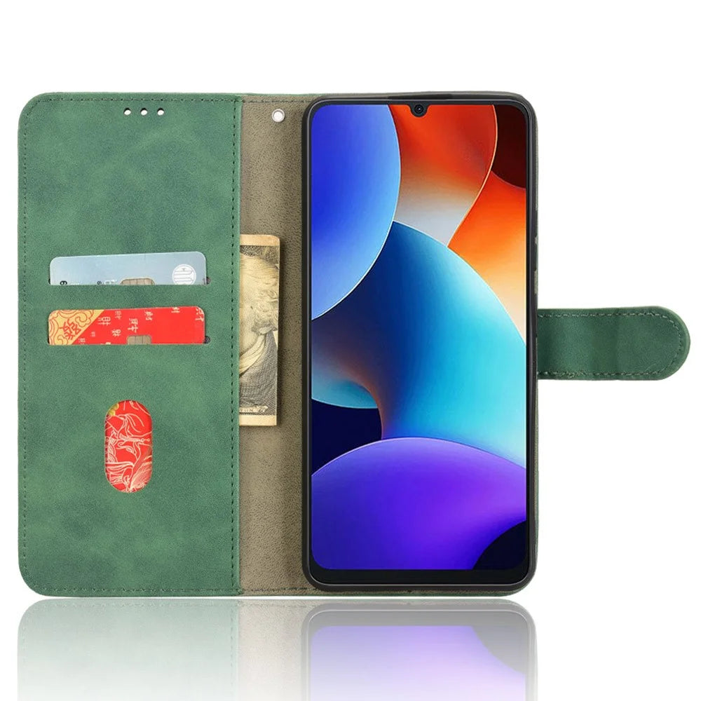 For Blackview Color 8 Case Scratch-Proof PU Leather Flip Phone Cover - Green - 2