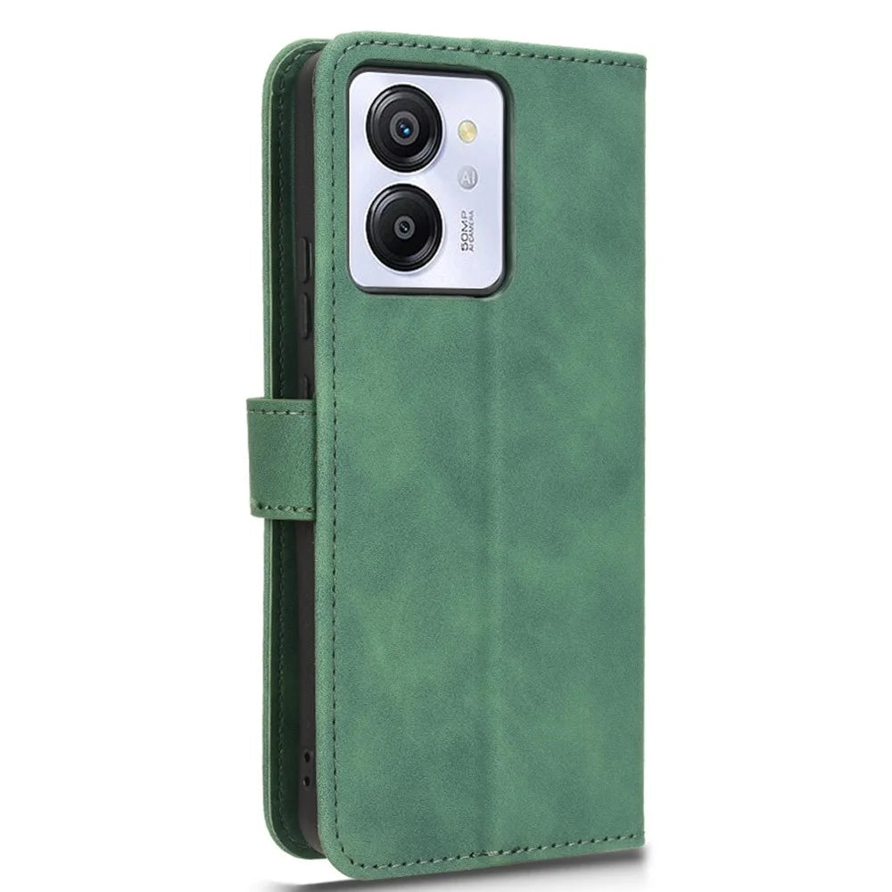 For Blackview Color 8 Case Scratch-Proof PU Leather Flip Phone Cover - Green - 5