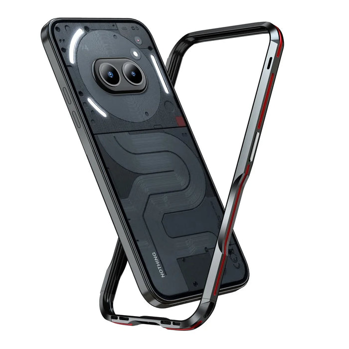 LUPHIE For Nothing Phone (2a) Plus / Phone (2a) Case Metal Bumper Frame Shock Absorbent - Black  /  Red - 2