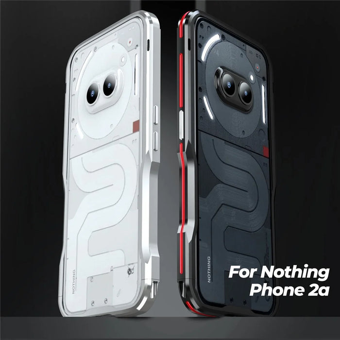 LUPHIE For Nothing Phone (2a) Plus / Phone (2a) Case Metal Bumper Frame Shock Absorbent - Black  /  Red - 7