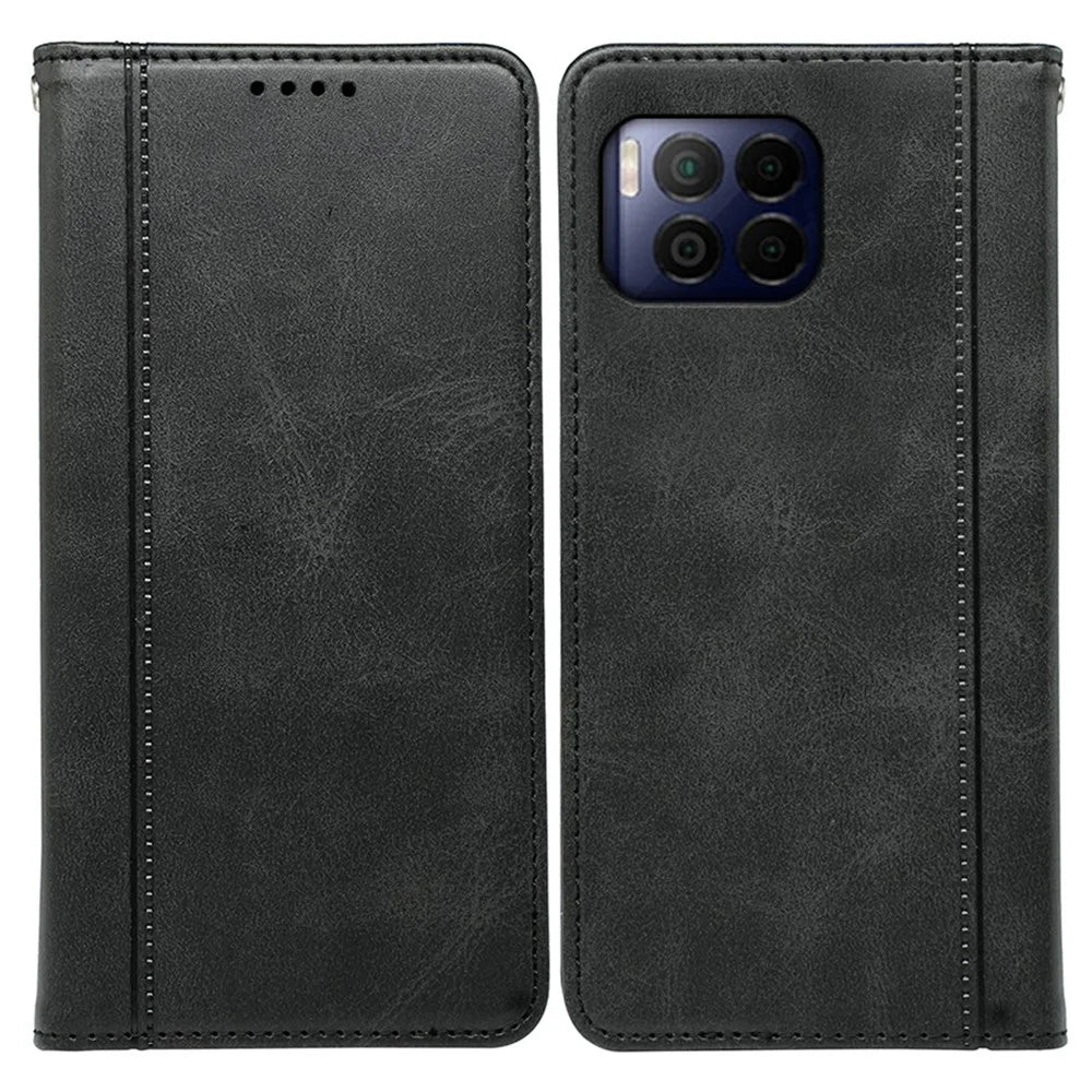 For T-Mobile REVVL 7 Pro / T Phone 2 Pro Case Leather Phone Cover Magnetic Closing - Black - 1