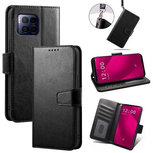 For T-Mobile T Phone 2 Pro  / REVVL 7 Pro Case Stand Leather Phone Cover - Black - 1