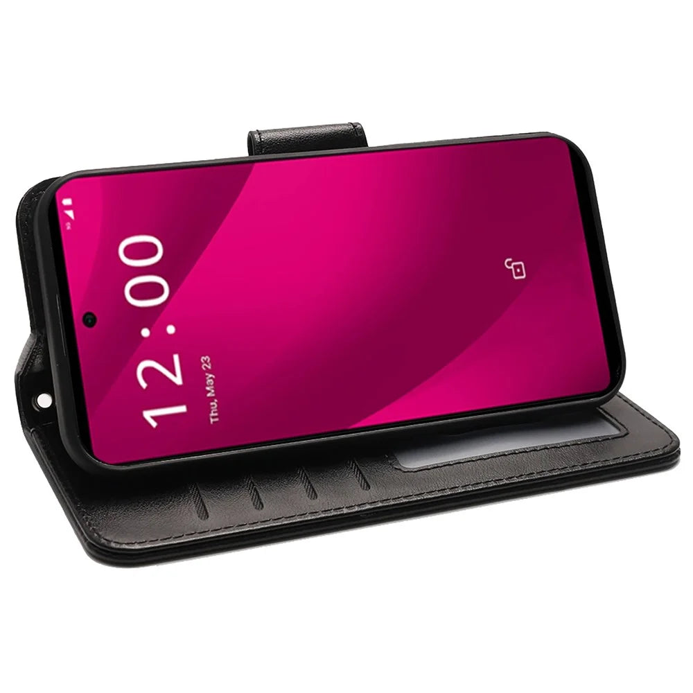For T-Mobile T Phone 2 Pro  / REVVL 7 Pro Case Stand Leather Phone Cover - Black - 3