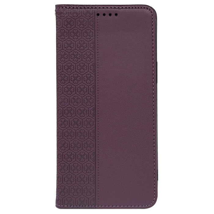 For T-Mobile REVVL 7 / T Phone 2 Case Leather Flip Phone Cover Four-Leaf Clover Pattern - Dark Purple - 6