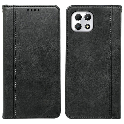 For T-Mobile REVVL 7 / T Phone 2 Case Strong Magnetic Leather Phone Cover Calf Texture - Black - 1