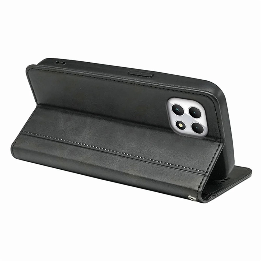 For T-Mobile REVVL 7 / T Phone 2 Case Strong Magnetic Leather Phone Cover Calf Texture - Black - 4