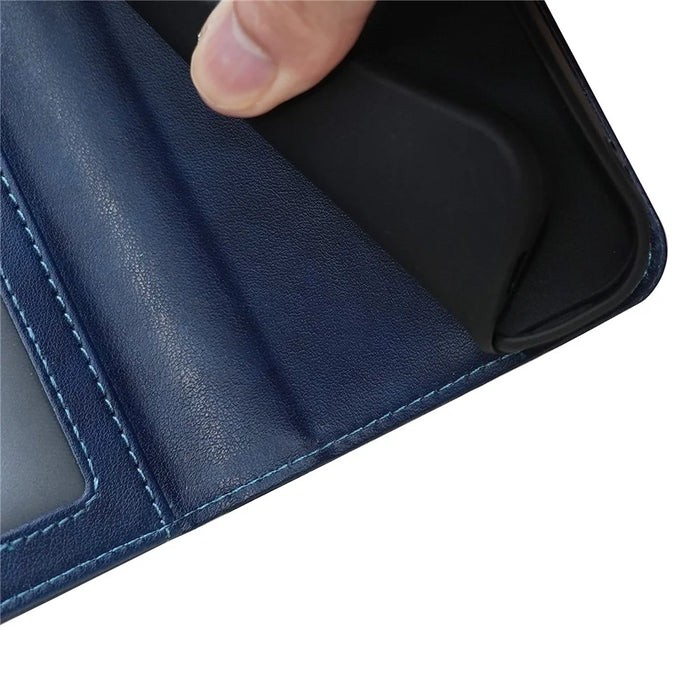 For T-Mobile REVVL 7 / T Phone 2 Case Stand Strong Magnetic Leather Phone Cover - Blue - 4