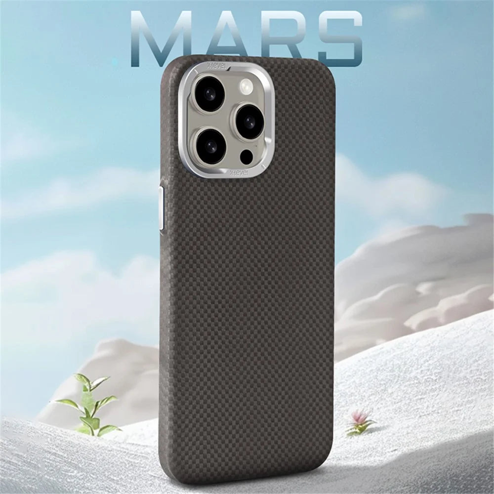 X-LEVEL For iPhone 15 Pro Max Phone Case Magnetic Carbon Fiber+Metal Cover Compatible with MagSafe - Black - 2