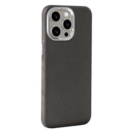 X-LEVEL For iPhone 14 Pro Max Cell Phone Case Carbon Fiber+Metal Cover Compatible with MagSafe - Black - 1