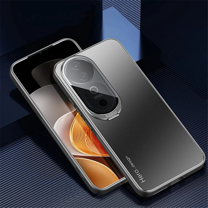 For vivo S19 5G Case with Lens Kickstand Shockproof PC+TPU Phone Cover - Black - 2