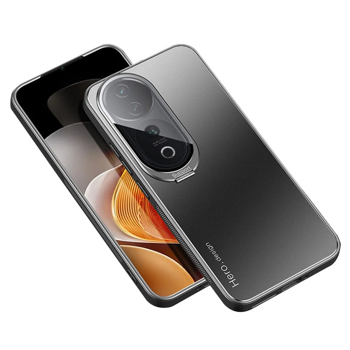 For vivo S19 Pro 5G Case with Lens Kickstand Shockproof PC+TPU Phone Cover - Black - 1