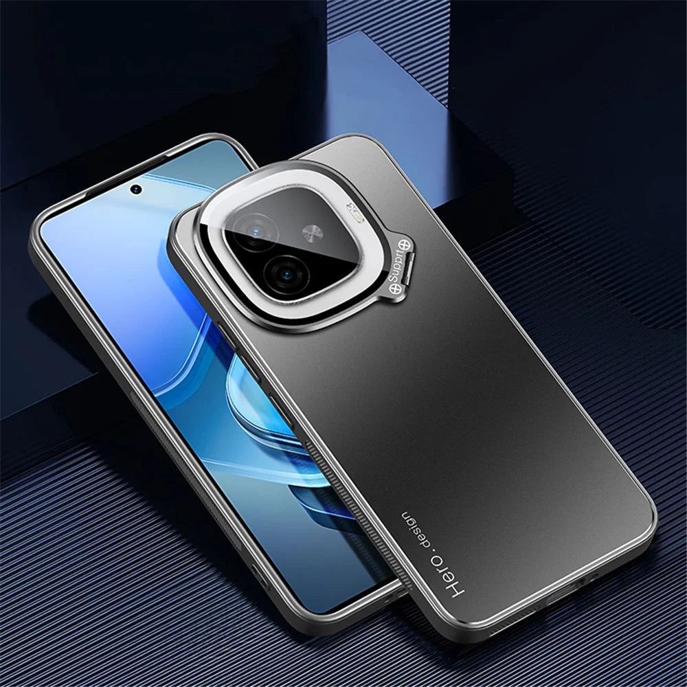 For vivo iQOO Z9 Turbo 5G Case with Lens Kickstand Shockproof PC+TPU Phone Cover - Black - 2