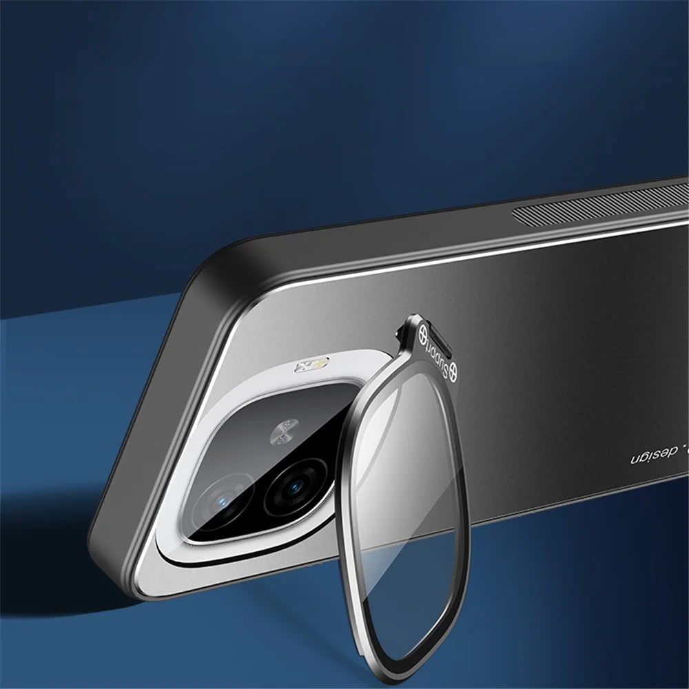 For vivo iQOO Z9 Turbo 5G Case with Lens Kickstand Shockproof PC+TPU Phone Cover - Black - 4