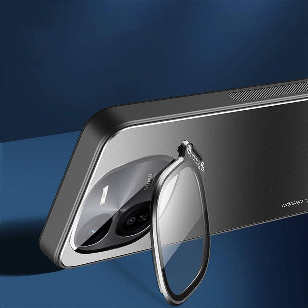 For vivo iQOO Z9x 5G Case with Lens Kickstand Shockproof PC+TPU Phone Cover - Black - 4