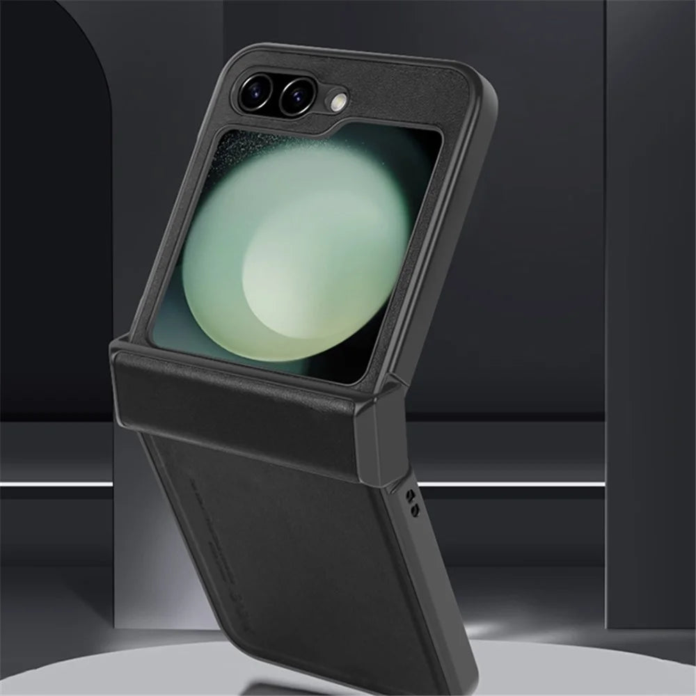 X-LEVEL For Samsung Galaxy Z Flip5 5G Phone Case PU Leather+PC+TPU Cell Phone Cover - Black - 3