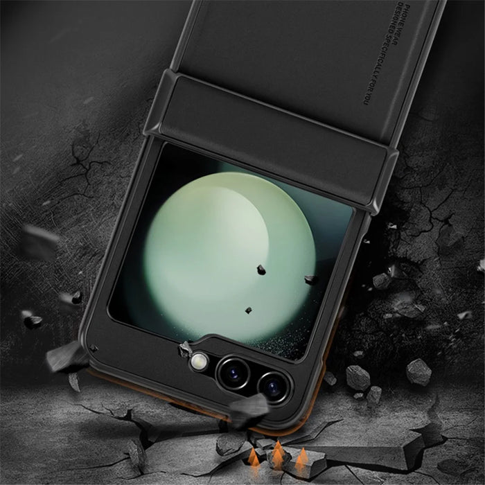 X-LEVEL For Samsung Galaxy Z Flip5 5G Phone Case PU Leather+PC+TPU Cell Phone Cover - Black - 5