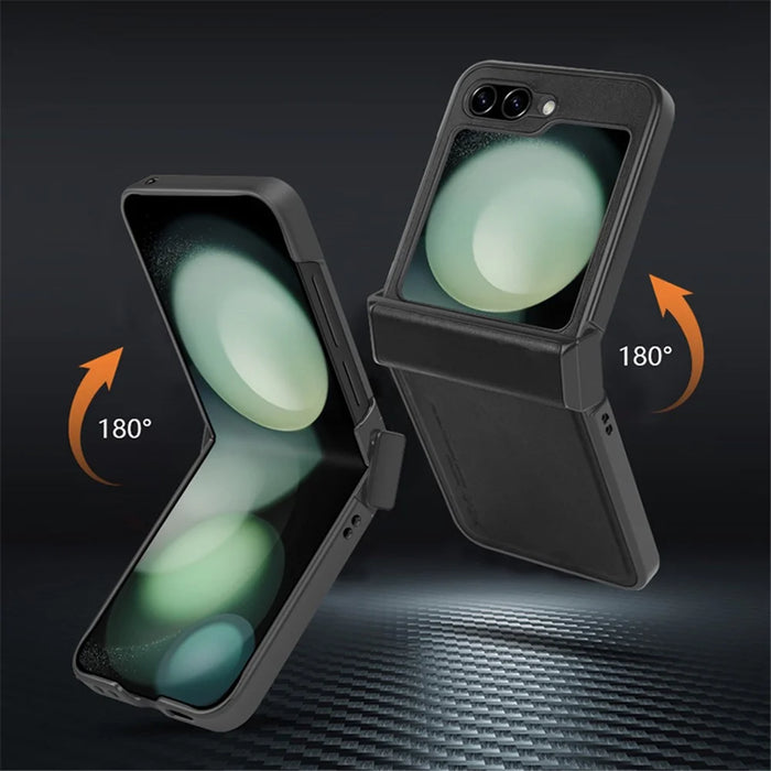 X-LEVEL For Samsung Galaxy Z Flip5 5G Phone Case PU Leather+PC+TPU Cell Phone Cover - Black - 6