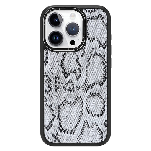 JAUCASE For iPhone 14 Pro Max Case Compatible with MagSafe Snake Texture PU Leather+TPU+PC Phone Cover - Grey - 1