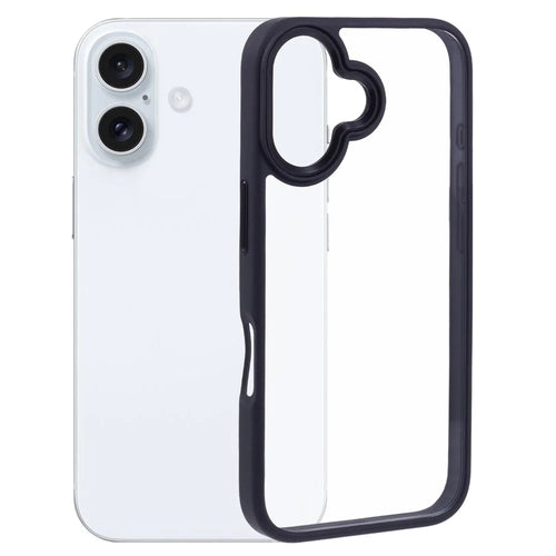 For iPhone 16 Cell Phone Cases Drop-Proof Clear Back PC+TPU Cover - Black - 1