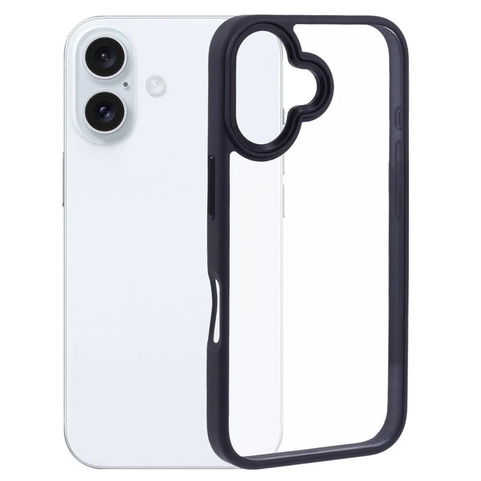 For iPhone 16 Cell Phone Cases Drop-Proof Clear Back PC+TPU Cover - Black - 1