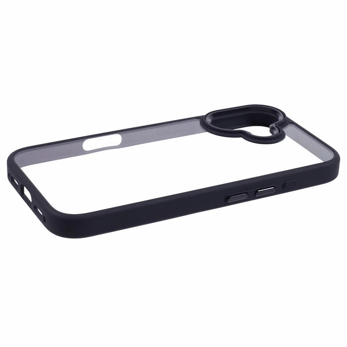 For iPhone 16 Cell Phone Cases Drop-Proof Clear Back PC+TPU Cover - Black - 5