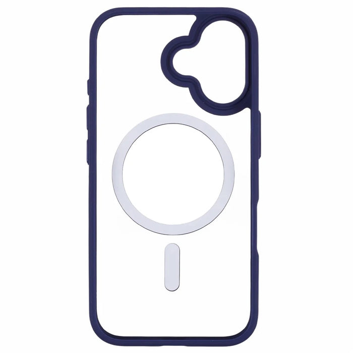 For iPhone 16 Compatible with MagSafe Phone Case Clear PC+TPU Back Cover - Blue - 3