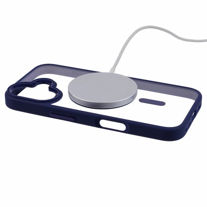 For iPhone 16 Compatible with MagSafe Phone Case Clear PC+TPU Back Cover - Blue - 4