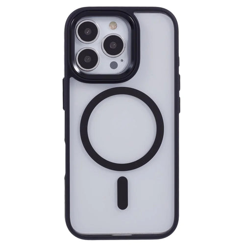 For iPhone 16 Pro Compatible with MagSafe Phone Case Clear PC+TPU Back Cover - Black - 1