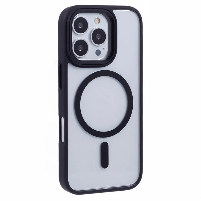 For iPhone 16 Pro Compatible with MagSafe Phone Case Clear PC+TPU Back Cover - Black - 3