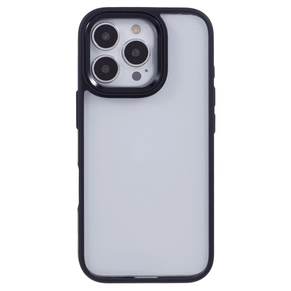 For iPhone 16 Pro Cell Phone Cases Shockproof Clear PC+TPU Back Cover - Black - 1