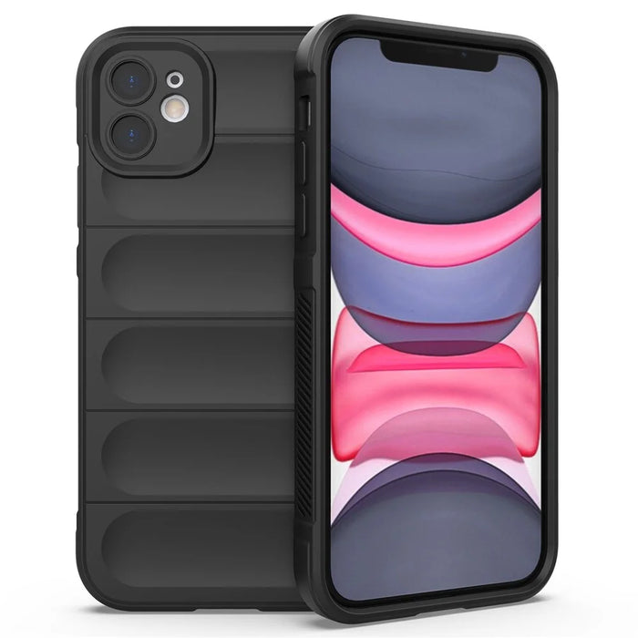 For iPhone 11 Phone Case Anti-Scratch Soft TPU Rugged Back Cover - Black - 1