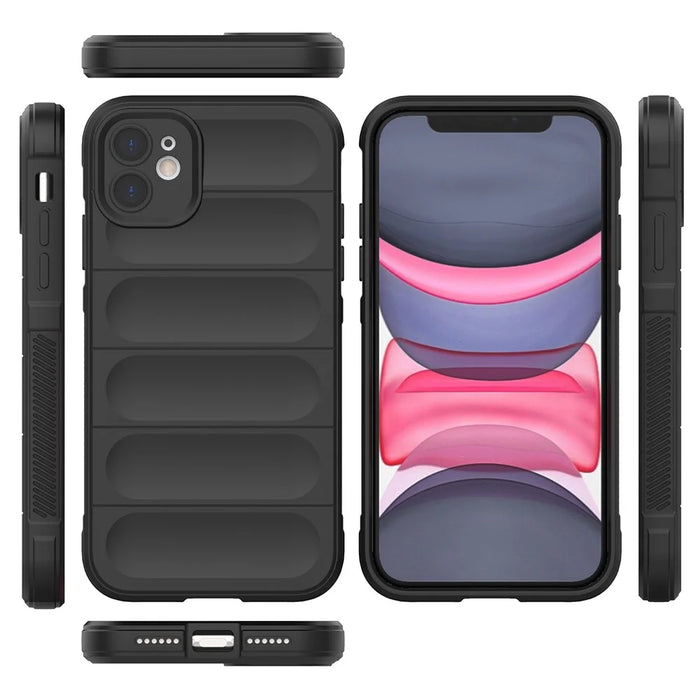 For iPhone 11 Phone Case Anti-Scratch Soft TPU Rugged Back Cover - Black - 7