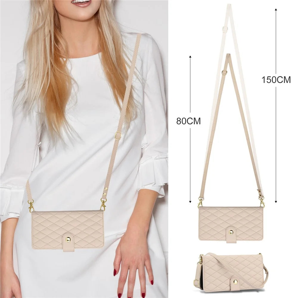 For Google Pixel 8 Case Chic Rhombus PU Leather Phone Cover with Shoulder Lanyard - Apricot - 6