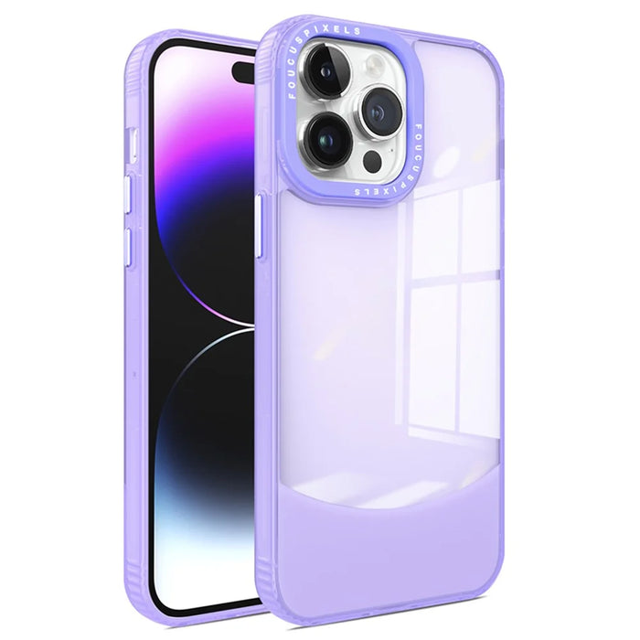 For iPhone 15 Pro Max Case Dual Color Splicing Clear Back TPU Phone Cover - Dark Purple - 1