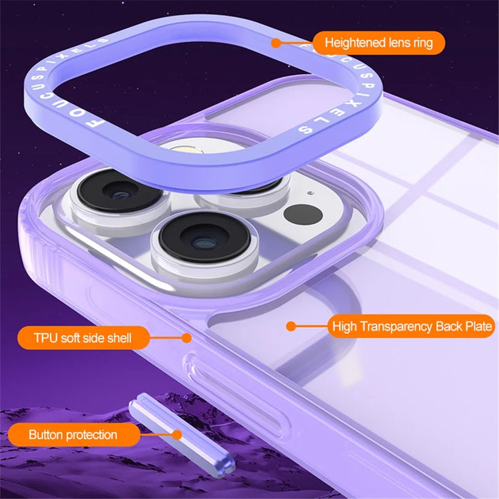 For iPhone 15 Pro Case Dual Color Soft TPU Transparent Back Phone Cover - Dark Purple - 2