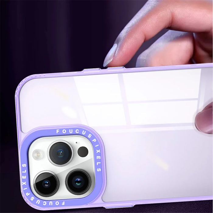 For iPhone 15 Pro Case Dual Color Soft TPU Transparent Back Phone Cover - Dark Purple - 3