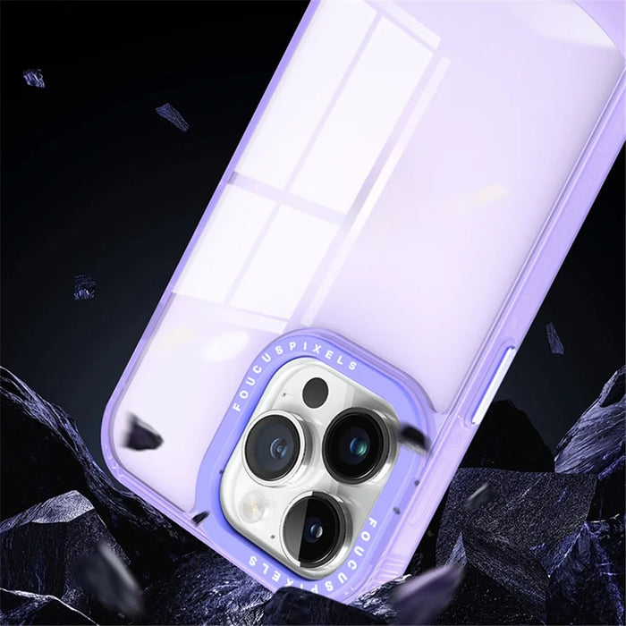For iPhone 15 Pro Case Dual Color Soft TPU Transparent Back Phone Cover - Dark Purple - 6