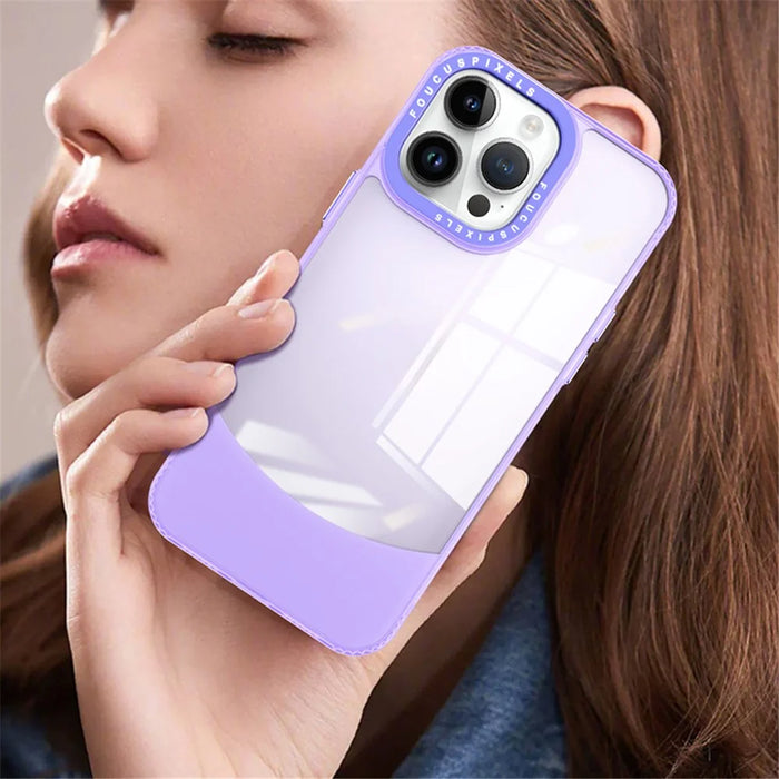For iPhone 15 Pro Case Dual Color Soft TPU Transparent Back Phone Cover - Dark Purple - 7